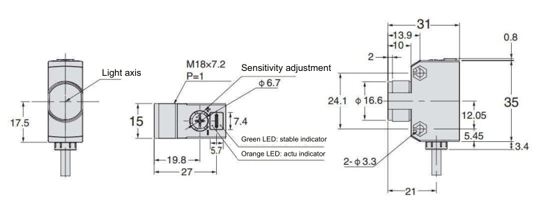 CDR Photoelectric sensor dimension